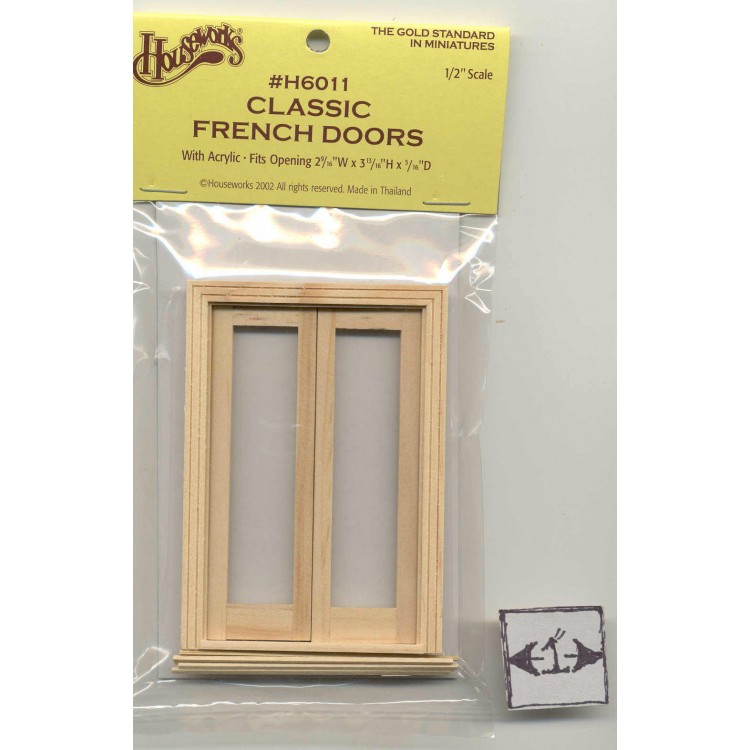 Door Double Frence Half Scale 1 24 Dollhouse H6011 Wooden