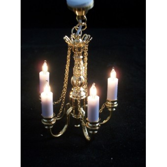 Light - 5 Lamp Candle Chandelier 2009 brass dollhouuse miniature 1/12 scale