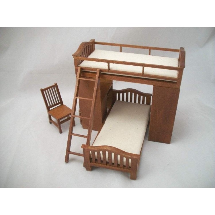 Bunk Bed W Chair Desk Dollhouse, Miniature Bunk Beds