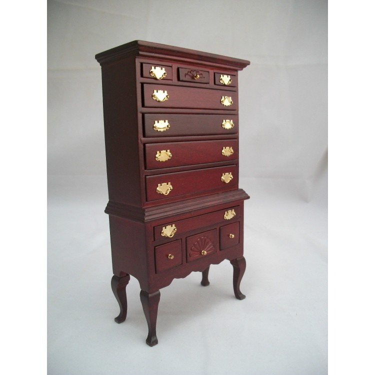 Queen Anne Highboy chest  M0754  miniature dollhouse furniture wood 1//12 scale