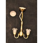 Light - LED 2-Arm Frost Tulip Chandelier 2333 1/12 scale replaceable battery